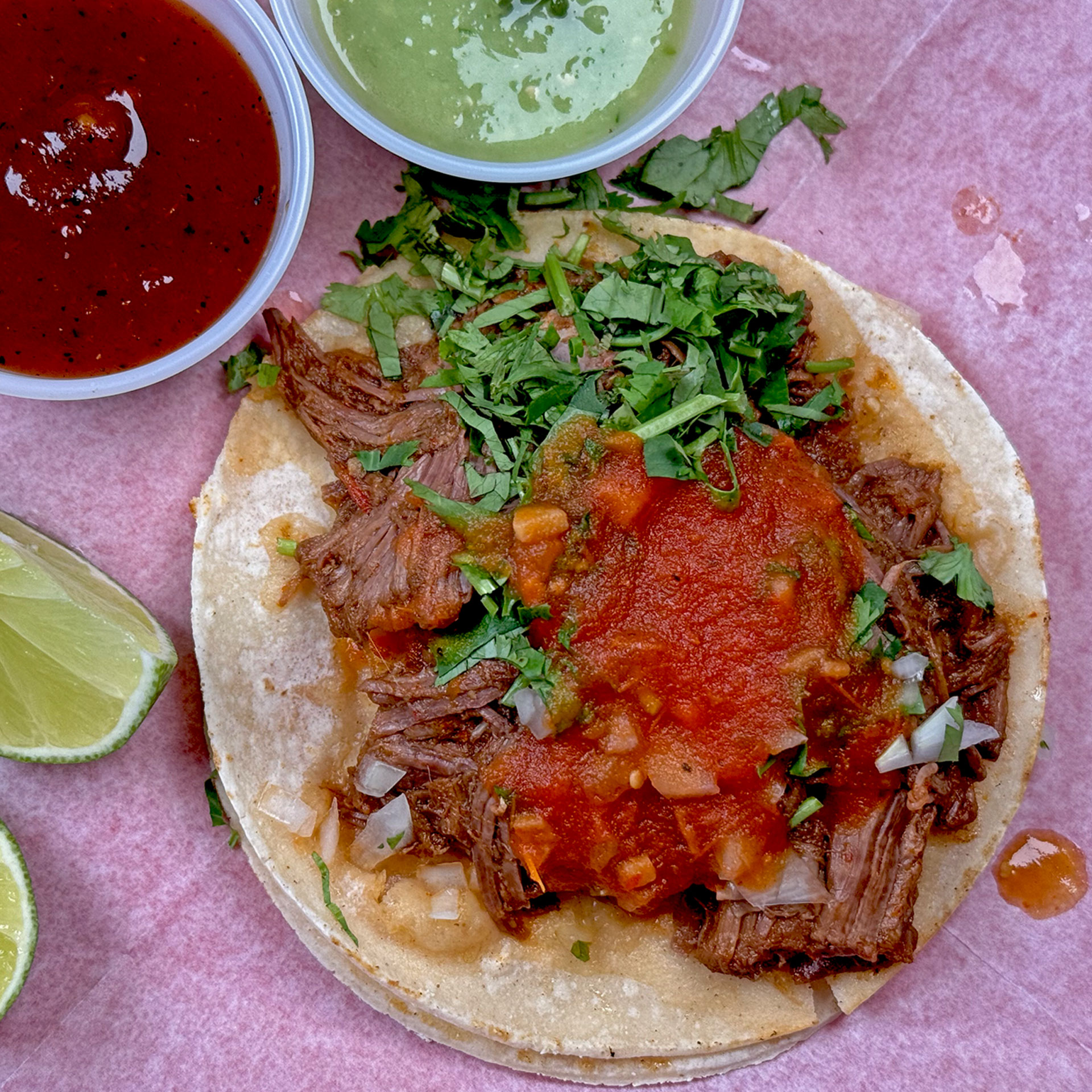 Satisfy your cravings with our Birria Taco, a street-food gem featuring succulent, slow-braised beef tucked into a warm, crispy tortilla. Grilled to perfection, it’s drizzled with savory consomé and topped with melted cheese, diced onions, and fresh cilantro. This generational recipe delivers bold, authentic flavors in every juicy bite. Dip, savor, repeat! #BirriaTaco #TacoLovers #MexicanHeritage #StreetFoodVibes #GenerationalRecipes